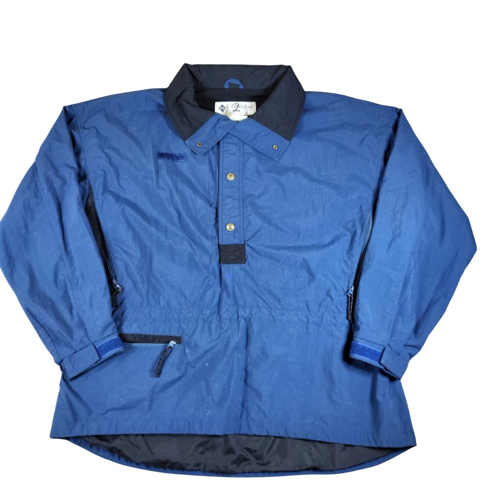 Columbia Mens Pullover Jacket Windbreaker Coat‎ Blue XL Lightweight Read*